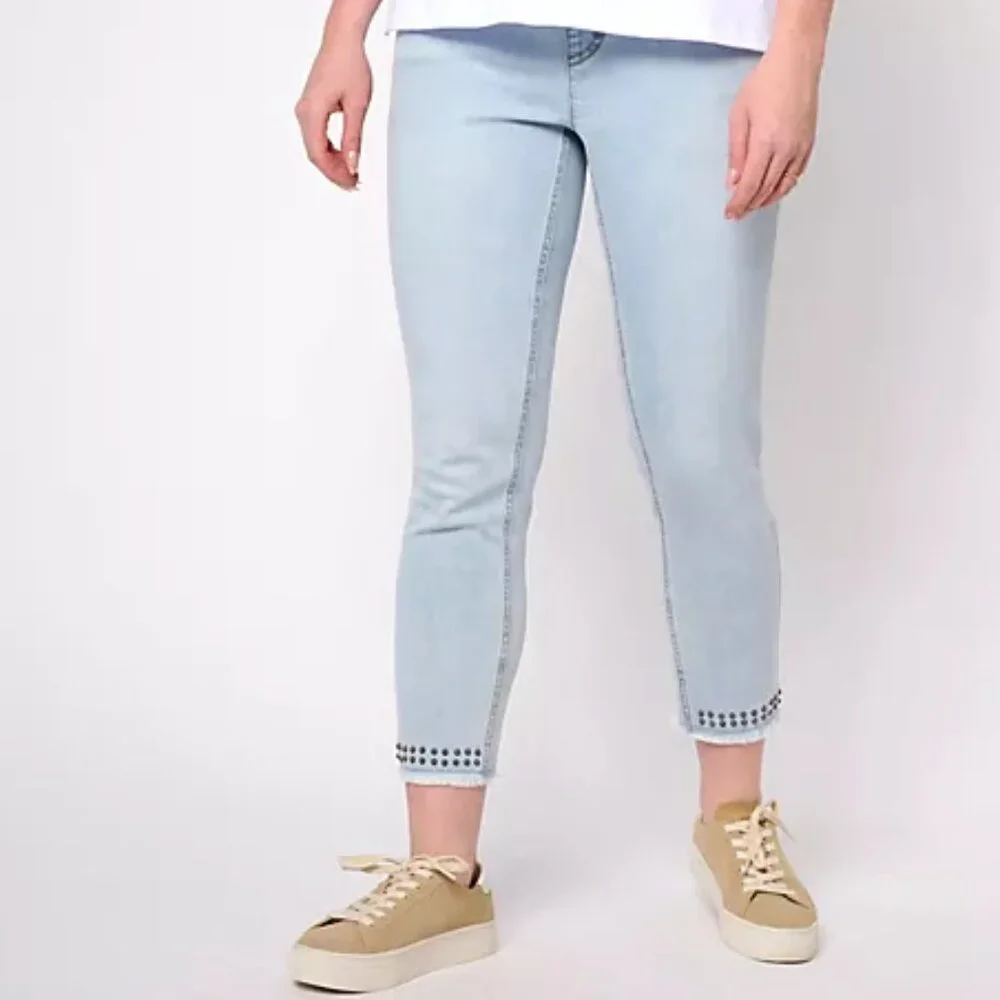 NEW Isaac Mizrahi Live! Regular Indigo True Denim Slim Jean w/ Stud Detail Sz 10 - Picture 5 of 5